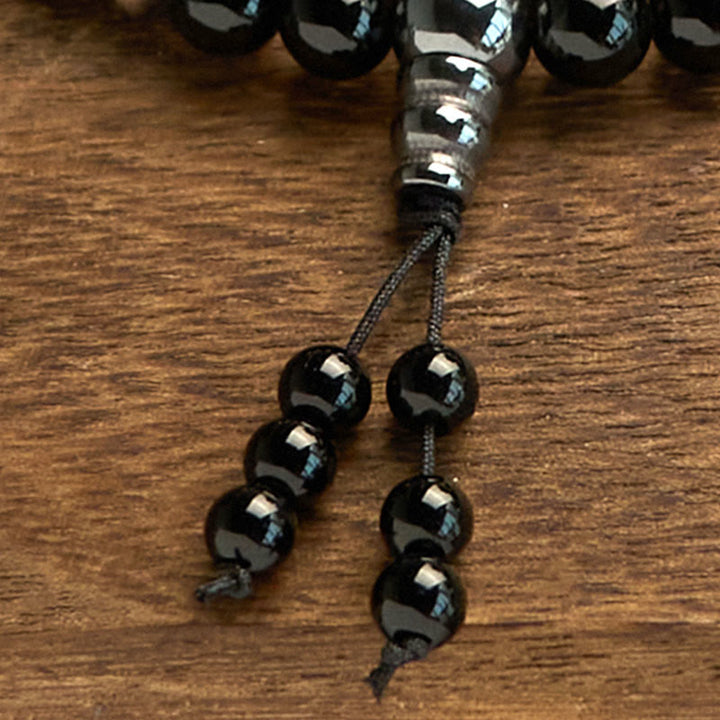 Pulsera de protección de ónix negro con 108 cuentas de piedra natural de Buddha Stones