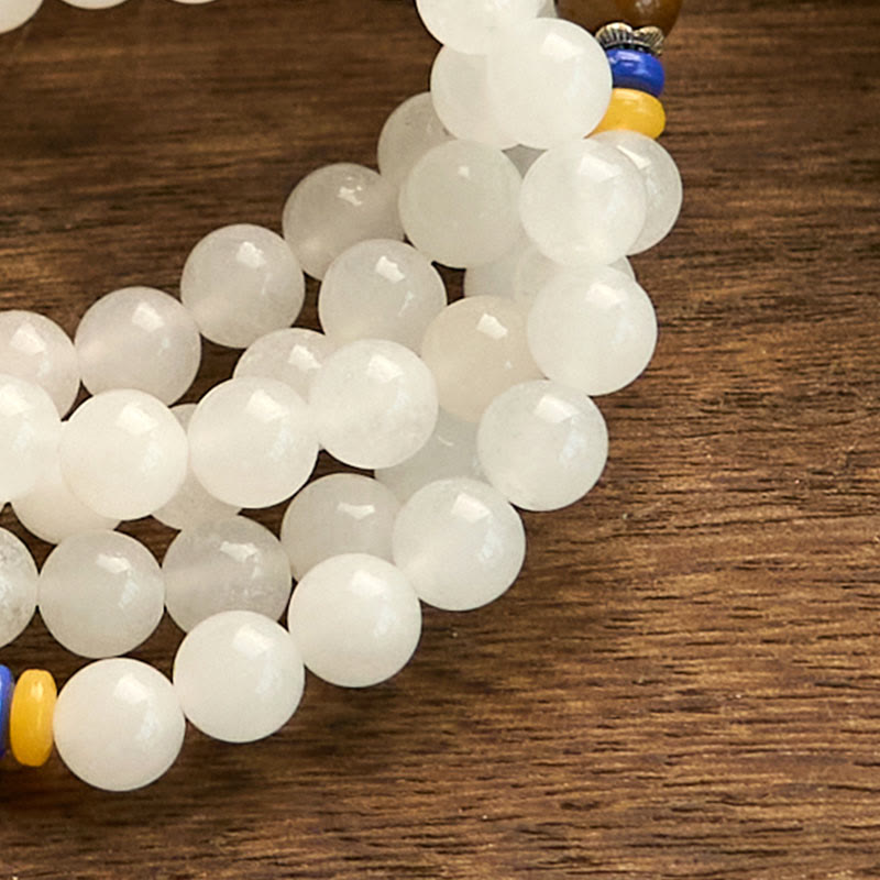 Pulsera de Buddha Stones con 108 cuentas de mala de cuarcita natural para la riqueza y la suerte - image 13