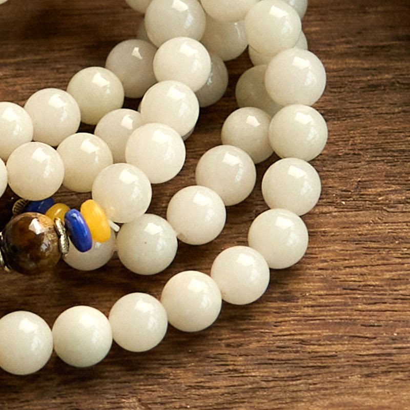 Pulsera de Buddha Stones con 108 cuentas de mala de cuarcita natural para la riqueza y la suerte - image 12