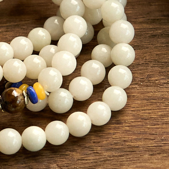 Pulsera de Buddha Stones con 108 cuentas de mala de cuarcita natural para la riqueza y la suerte - image 12