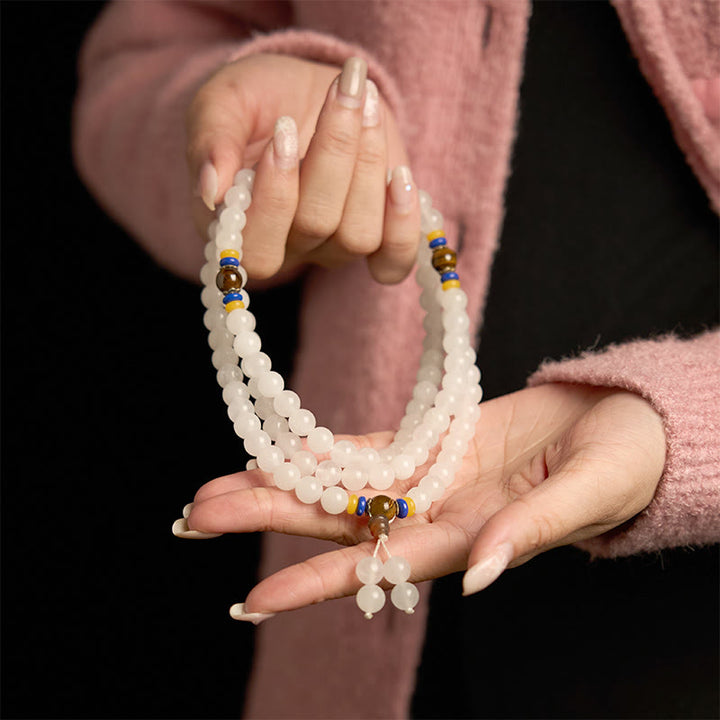 Pulsera de Buddha Stones con 108 cuentas de mala de cuarcita natural para la riqueza y la suerte - image 6