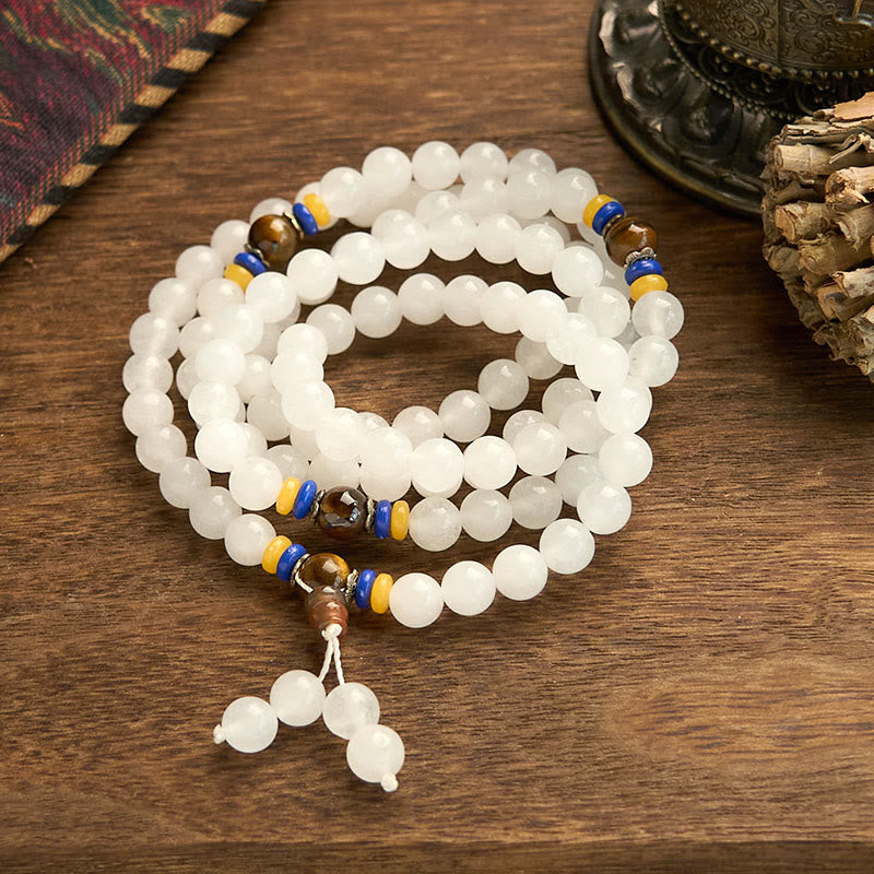 Pulsera de Buddha Stones con 108 cuentas de mala de cuarcita natural para la riqueza y la suerte - image 5
