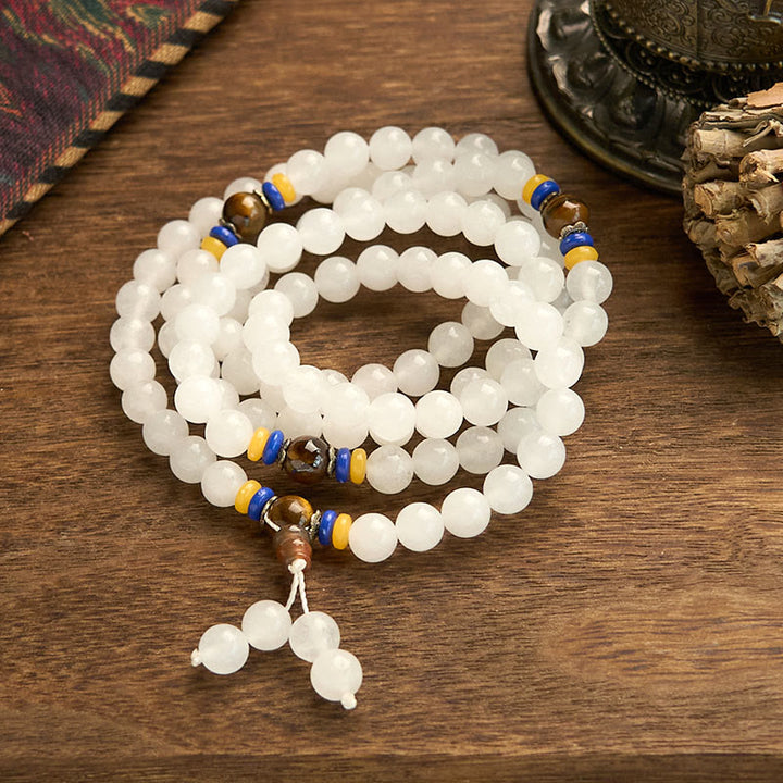 Pulsera de Buddha Stones con 108 cuentas de mala de cuarcita natural para la riqueza y la suerte - image 5