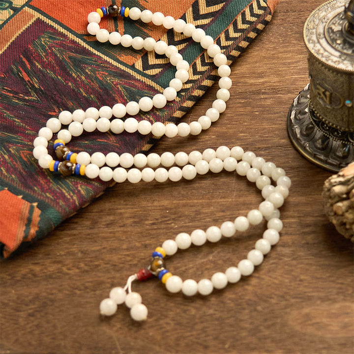 Pulsera de Buddha Stones con 108 cuentas de mala de cuarcita natural para la riqueza y la suerte - image 9