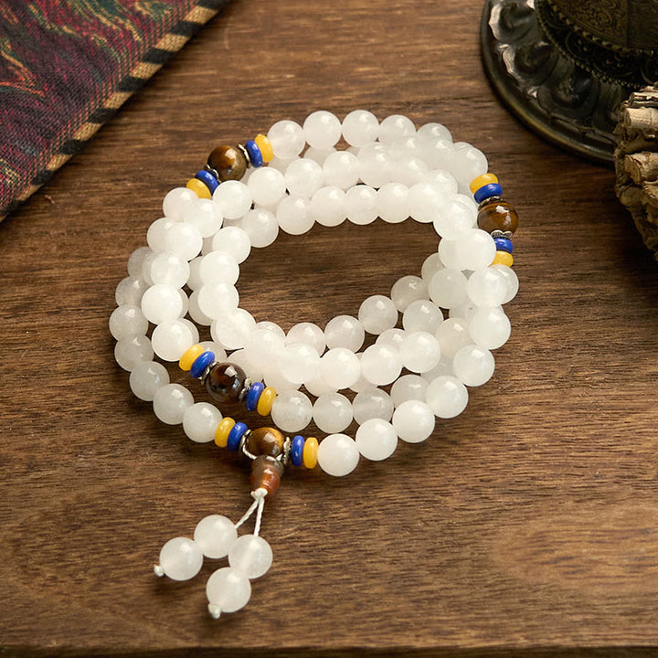 Pulsera de Buddha Stones con 108 cuentas de mala de cuarcita natural para la riqueza y la suerte - image 11