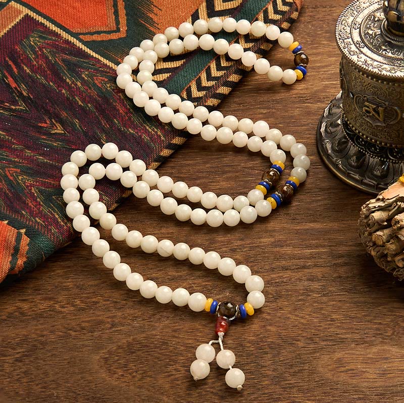 Pulsera de Buddha Stones con 108 cuentas de mala de cuarcita natural para la riqueza y la suerte - image 8