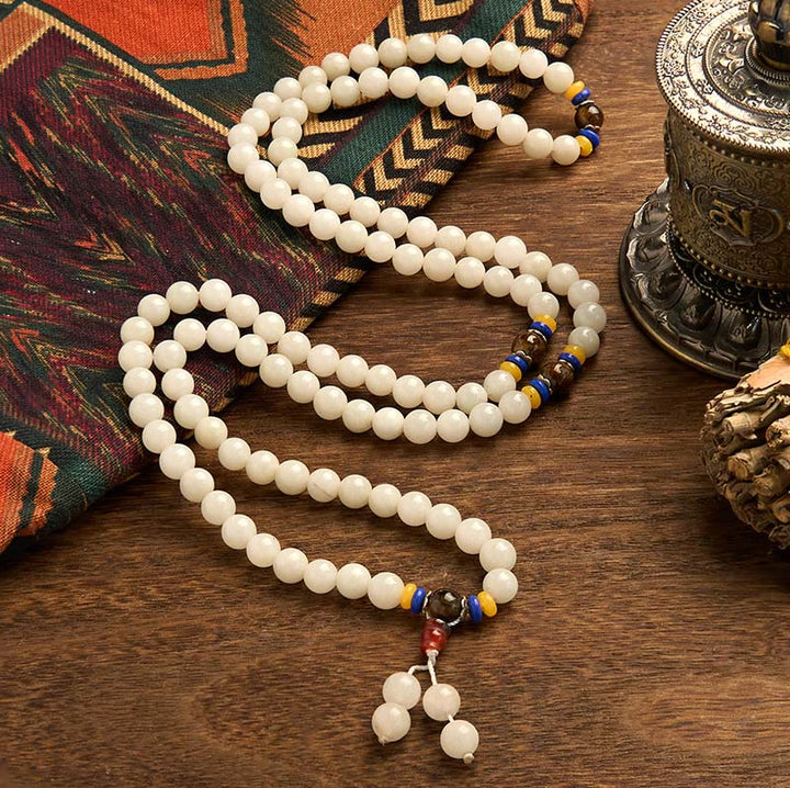 Pulsera de Buddha Stones con 108 cuentas de mala de cuarcita natural para la riqueza y la suerte - image 8
