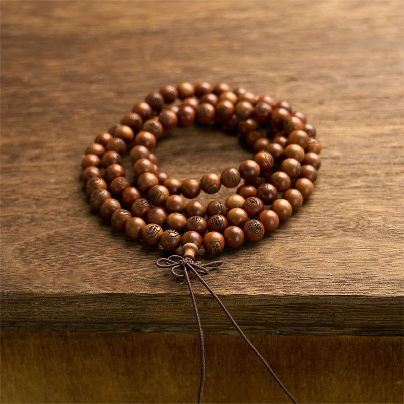 Pulsera de protección con mantra de luz dorada de madera de azufaifo con 108 Buddha Stones y piedras Mala