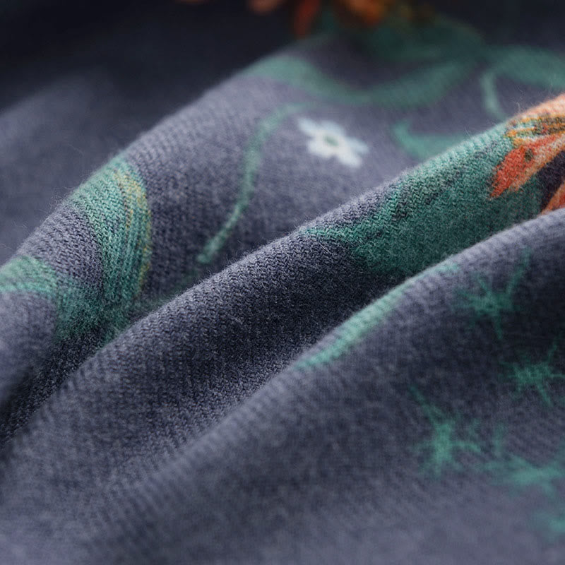 Chal con estampado de rosas multifloras tibetanas y Buddha Stones, bufanda cálida y acogedora para otoño e invierno