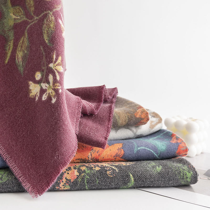 Chal con estampado de rosas multifloras tibetanas y Buddha Stones, bufanda cálida y acogedora para otoño e invierno