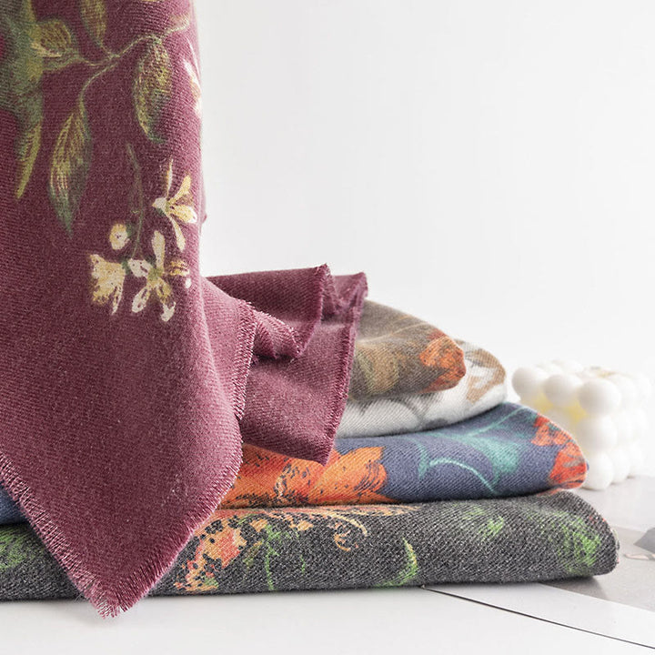 Chal con estampado de rosas multifloras tibetanas y Buddha Stones, bufanda cálida y acogedora para otoño e invierno