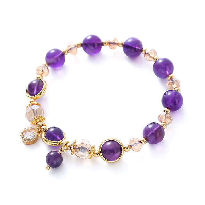 Pulsera de meditación con cristales geométricos de amatista natural y Buddha Stones