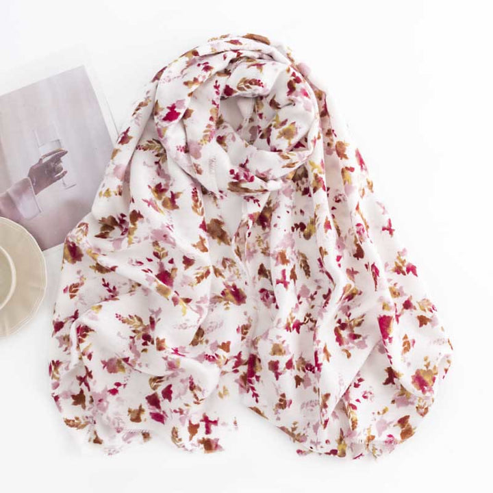 Chal con estampado de hojas caídas y flores tibetanas con Buddha Stones para otoño e invierno, bufanda cálida y acogedora para viajes - image 2