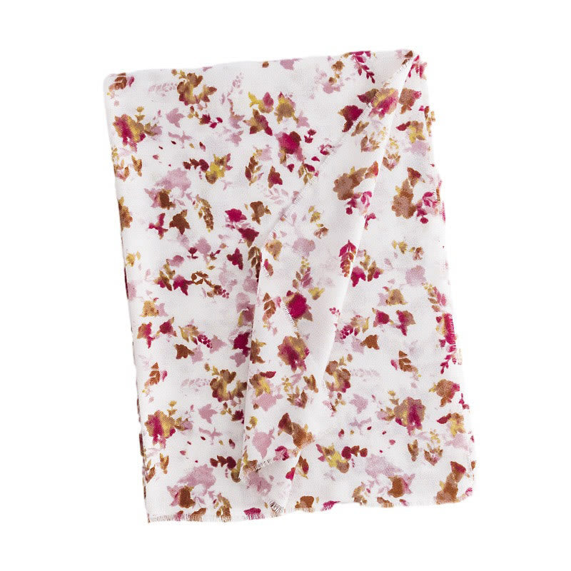 Chal con estampado de hojas caídas y flores tibetanas con Buddha Stones para otoño e invierno, bufanda cálida y acogedora para viajes