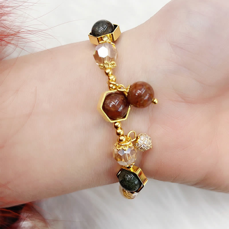 Pulsera de protección de amatista y cuarzo rutilado de color natural de Buddha Stones
