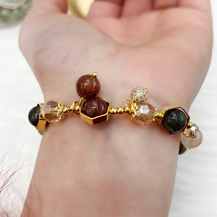 Pulsera de protección de amatista y cuarzo rutilado de color natural de Buddha Stones