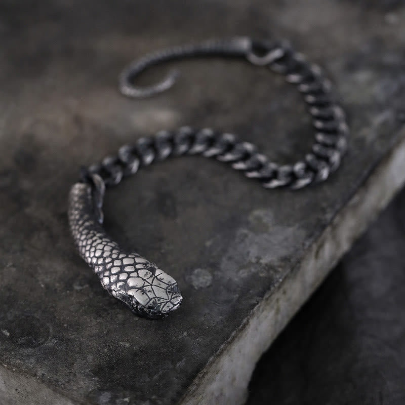 Pulsera con bendición del año de la serpiente y textura en forma de serpiente con Buddha Stones en plata esterlina