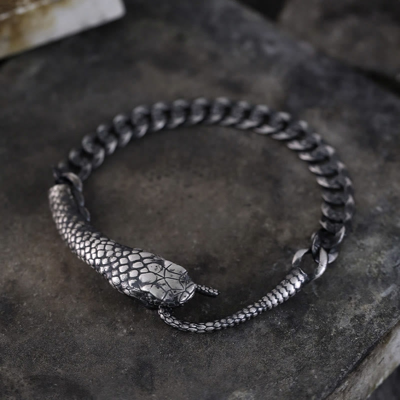 Pulsera con bendición del año de la serpiente y textura en forma de serpiente con Buddha Stones en plata esterlina