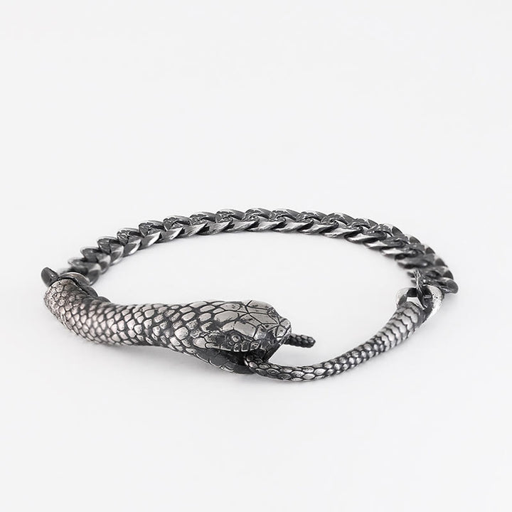 Pulsera con bendición del año de la serpiente y textura en forma de serpiente con Buddha Stones en plata esterlina
