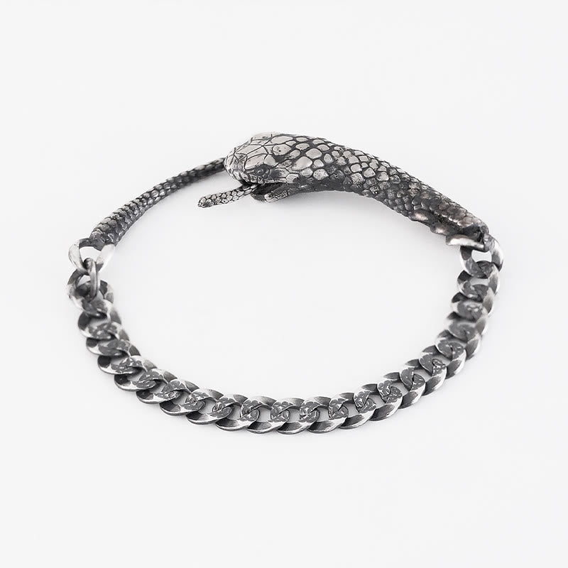 Pulsera con bendición del año de la serpiente y textura en forma de serpiente con Buddha Stones en plata esterlina