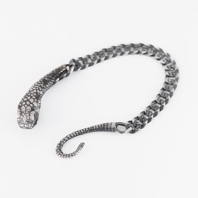 Pulsera con bendición del año de la serpiente y textura en forma de serpiente con Buddha Stones en plata esterlina