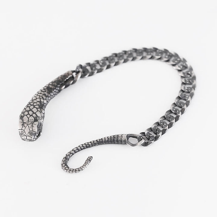 Pulsera con bendición del año de la serpiente y textura en forma de serpiente con Buddha Stones en plata esterlina