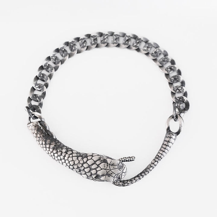 Pulsera con bendición del año de la serpiente y textura en forma de serpiente con Buddha Stones en plata esterlina