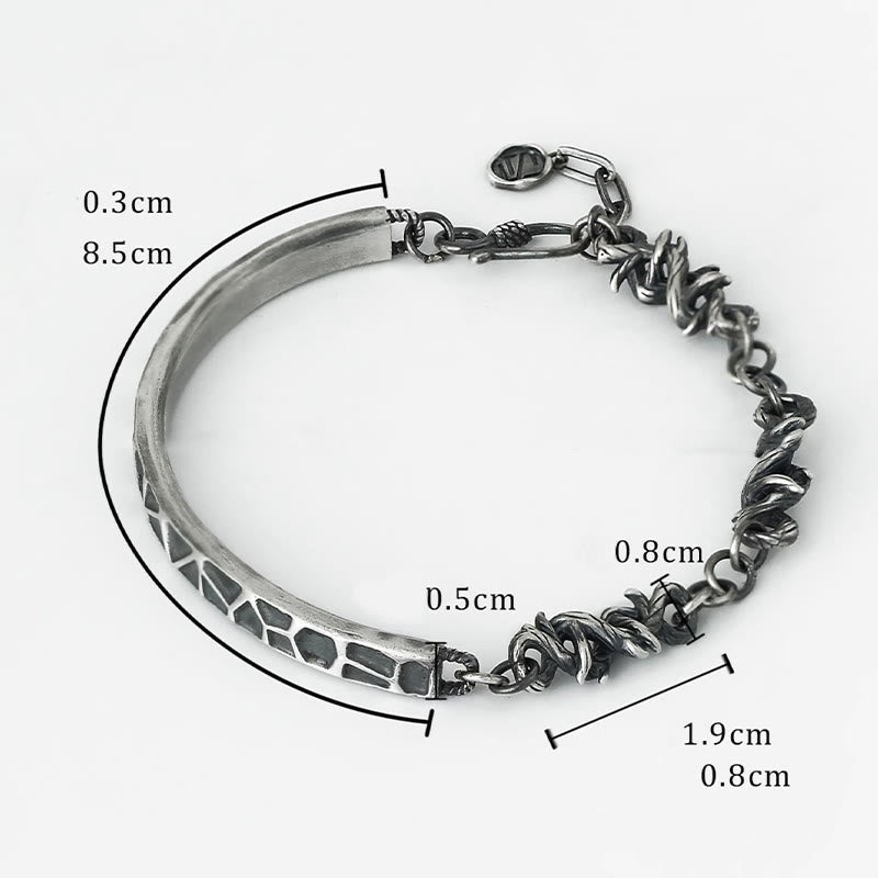 Media pulsera protectora de espinas con diseño de martillo y Buddha Stones en plata de ley