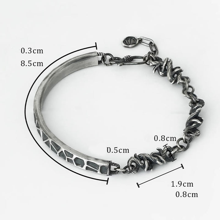 Media pulsera protectora de espinas con diseño de martillo y Buddha Stones en plata de ley
