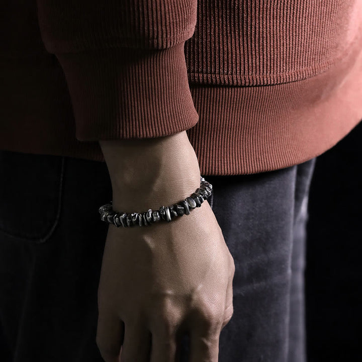 Pulsera de protección con forma de cambio pequeño de plata de ley 999 con Buddha Stones
