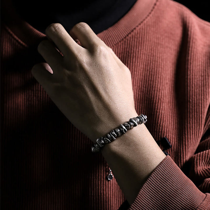 Pulsera de protección con forma de cambio pequeño de plata de ley 999 con Buddha Stones