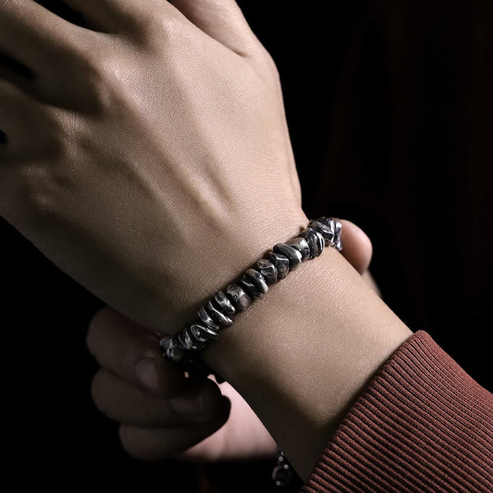 Pulsera de protección con forma de cambio pequeño de plata de ley 999 con Buddha Stones