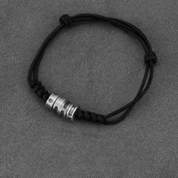 Pulsera de bendición con cordón de cera y código Morse de plata de ley 999 con Buddha Stones