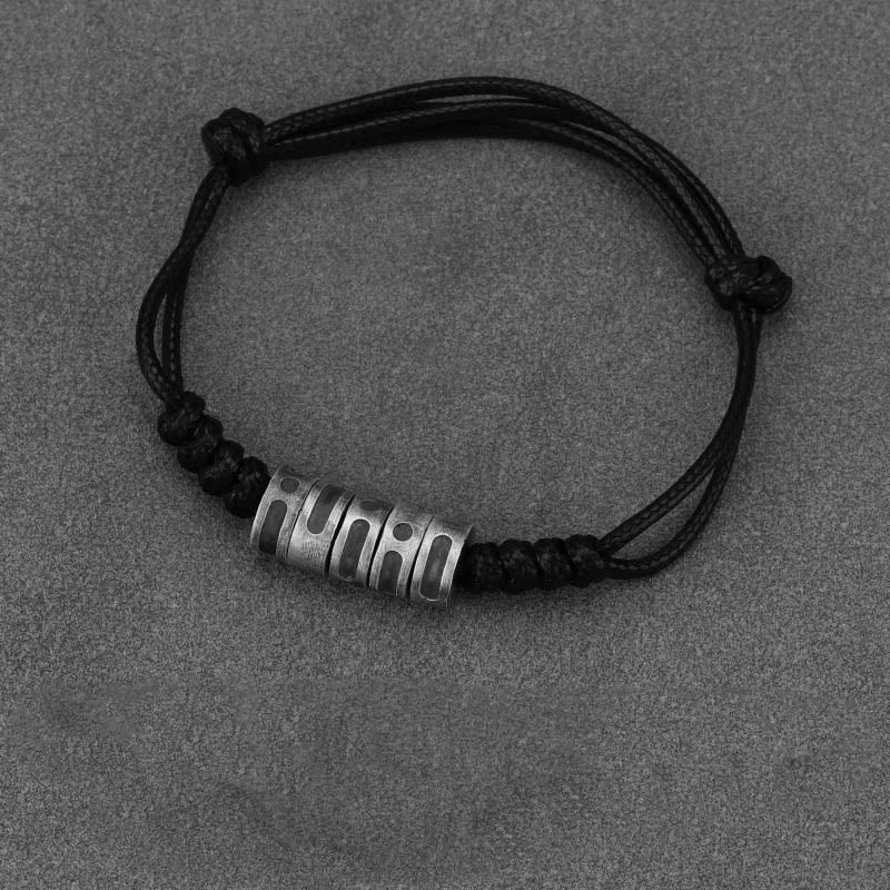 Pulsera de bendición con cordón de cera y código Morse de plata de ley 999 con Buddha Stones