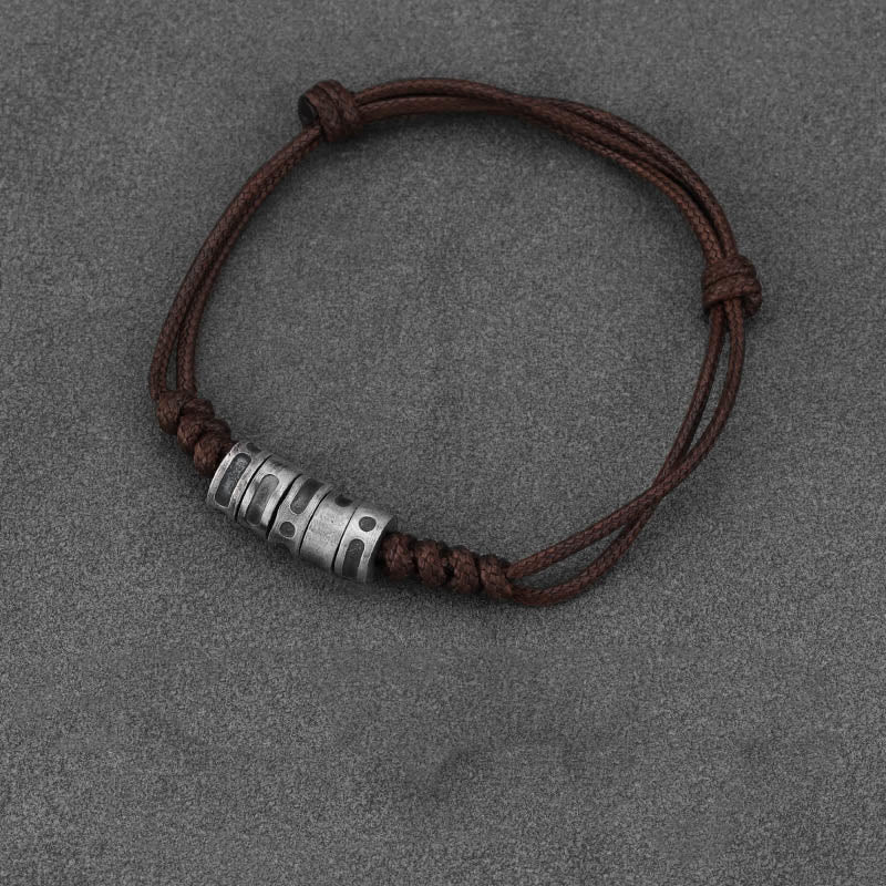 Pulsera de bendición con cordón de cera y código Morse de plata de ley 999 con Buddha Stones