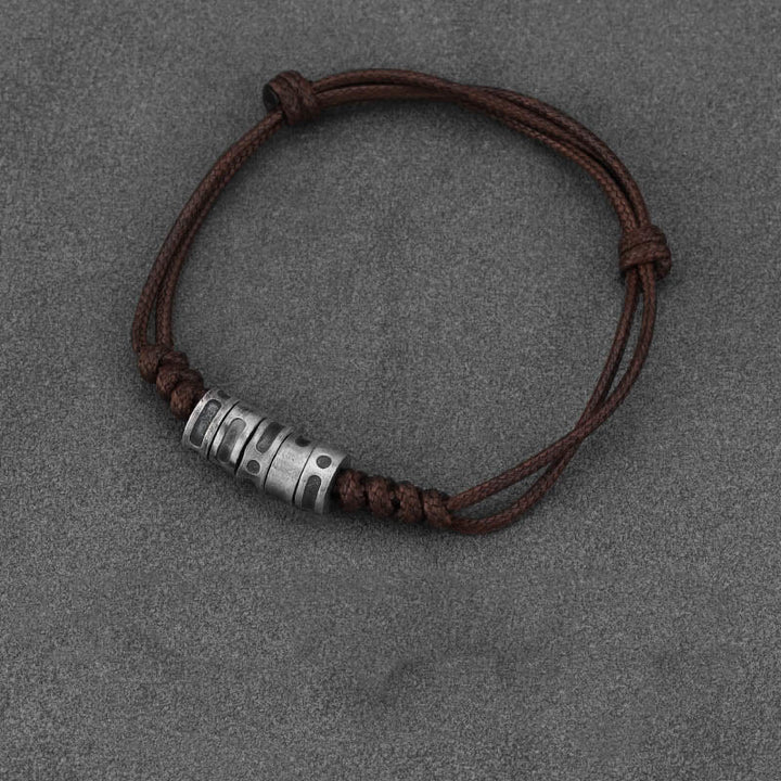 Pulsera de bendición con cordón de cera y código Morse de plata de ley 999 con Buddha Stones