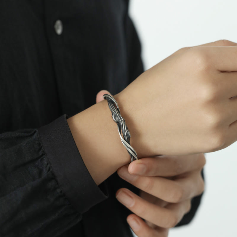 Brazalete brazalete de madera flotante de plata de ley 999 con Buddha Stones