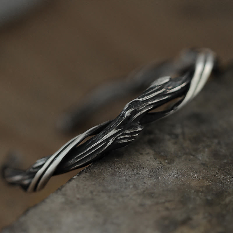 Brazalete brazalete de madera flotante de plata de ley 999 con Buddha Stones