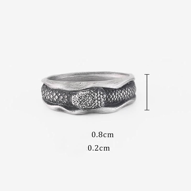 Anillo de protección del año de la serpiente en forma de serpiente de plata de ley 999 con Buddha Stones