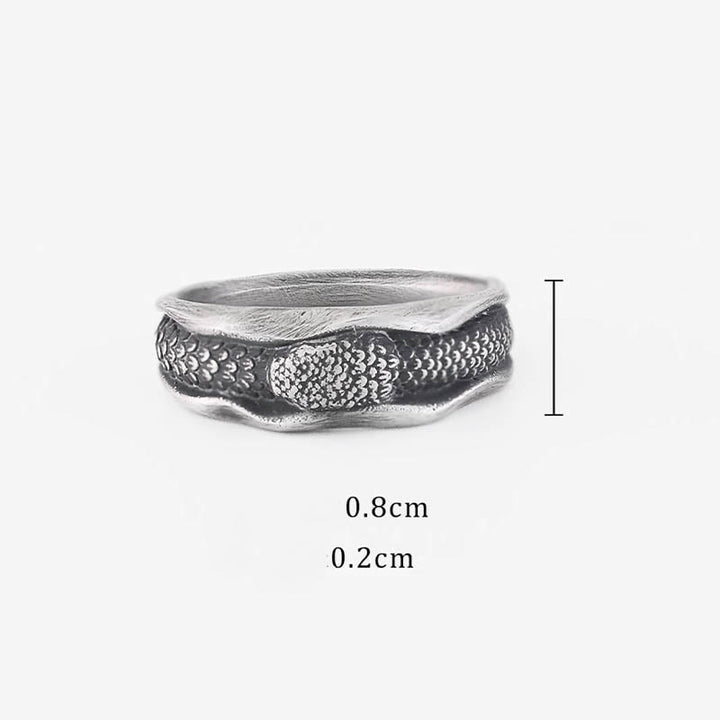 Anillo de protección del año de la serpiente en forma de serpiente de plata de ley 999 con Buddha Stones
