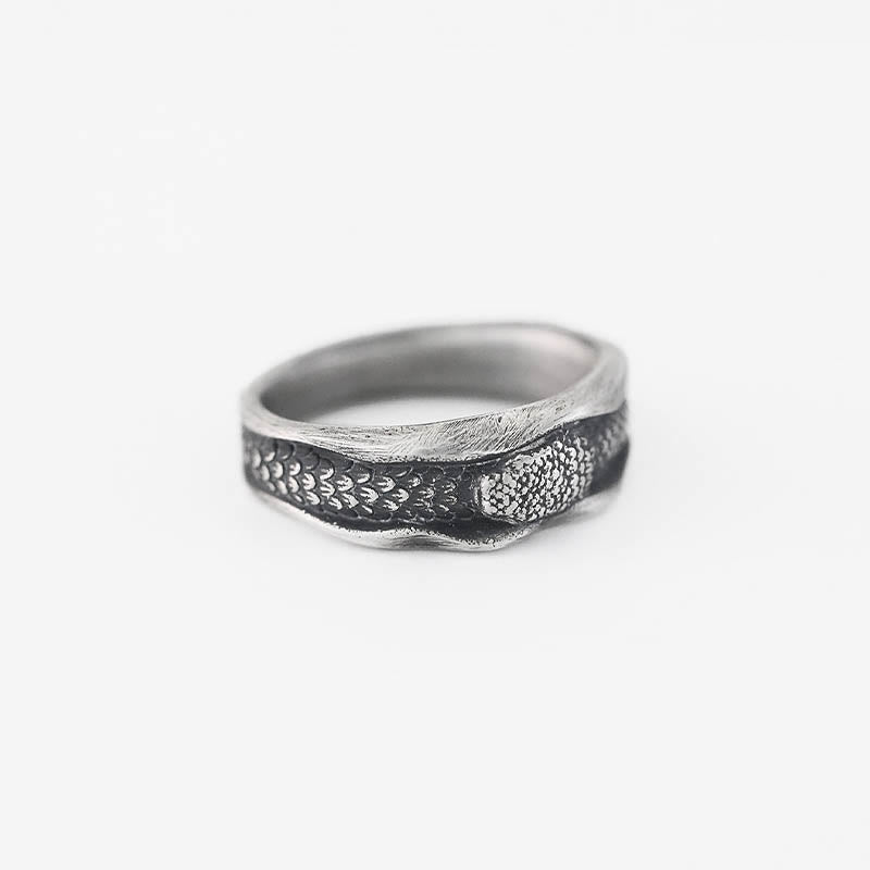 Anillo de protección del año de la serpiente en forma de serpiente de plata de ley 999 con Buddha Stones