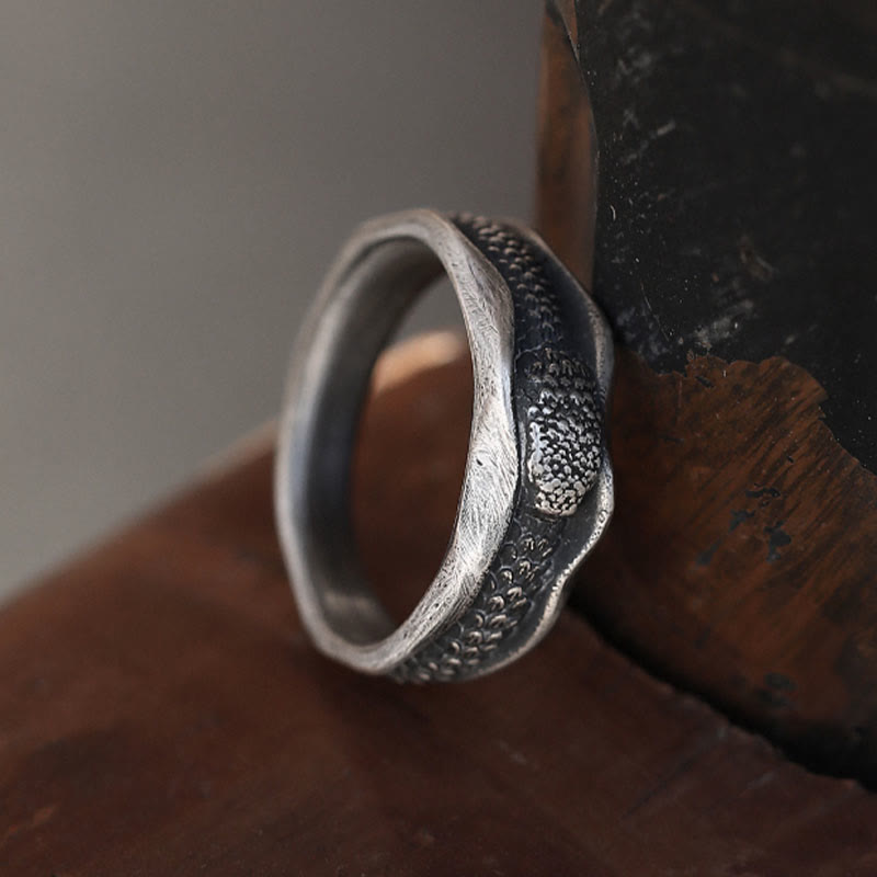 Anillo de protección del año de la serpiente en forma de serpiente de plata de ley 999 con Buddha Stones