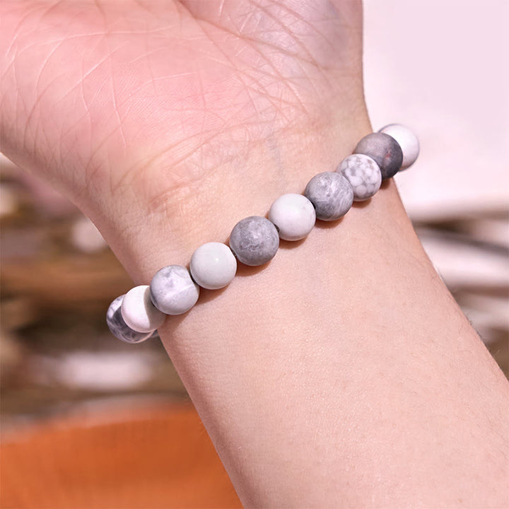 Pulsera de equilibrio de conexión a tierra de la serie de colores neutros con Buddha Stones que conducen de regreso a la Tierra