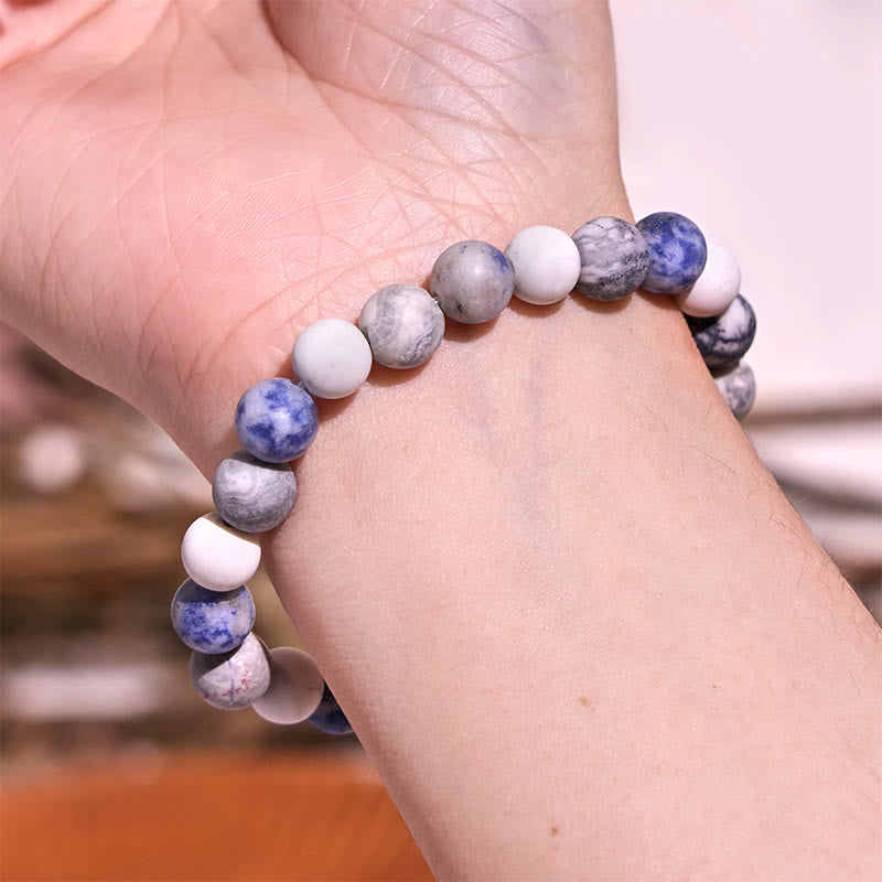 Pulsera de equilibrio de conexión a tierra de la serie de colores neutros con Buddha Stones que conducen de regreso a la Tierra