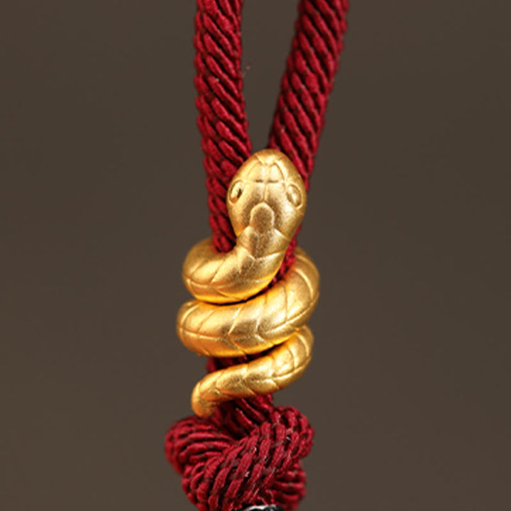 Pulsera trenzada de cuerda con diseño del año de la serpiente en oro 999 con Buddha Stones y protección de la suerte hecha a mano - image 11