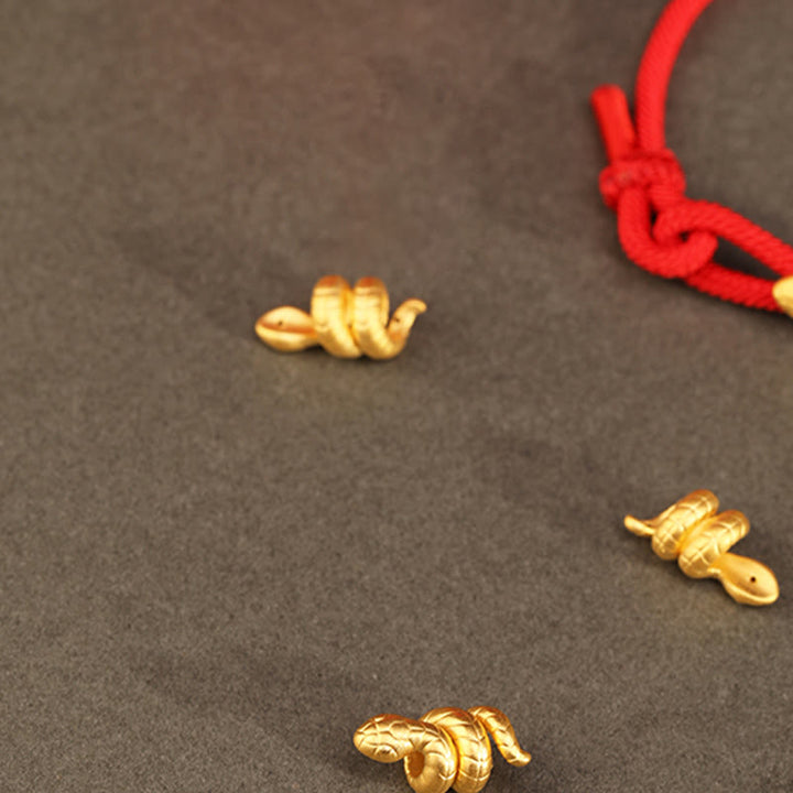 Pulsera trenzada de cuerda con diseño del año de la serpiente en oro 999 con Buddha Stones y protección de la suerte hecha a mano - image 16
