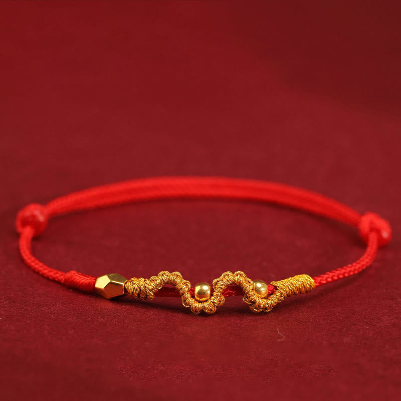 Pulsera trenzada para el tobillo con Buddha Stones en oro 999 y año de la serpiente, hecha a mano, con la fuerza y la suerte