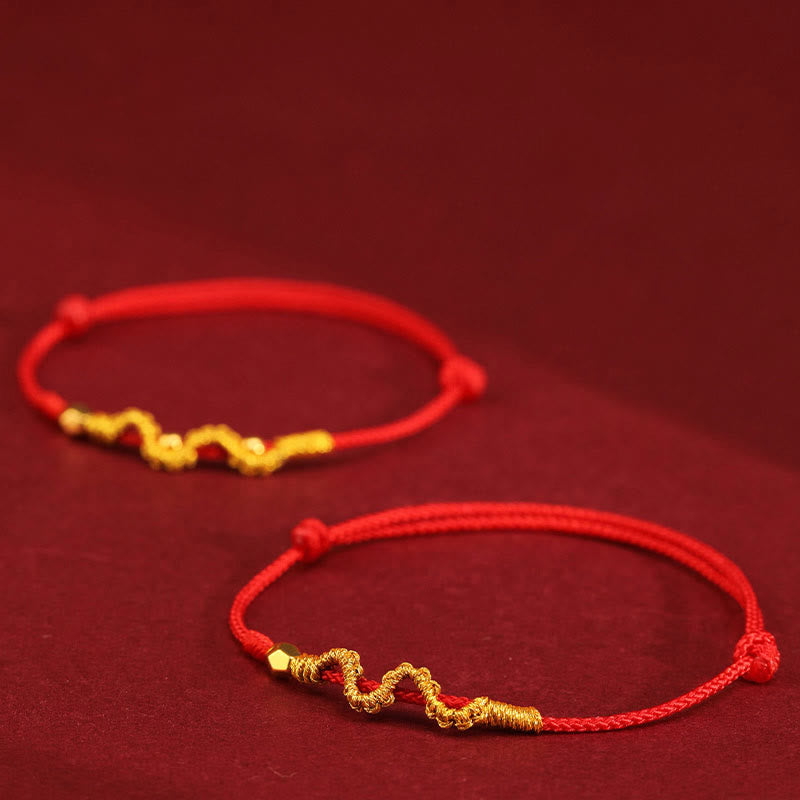 Pulsera trenzada para el tobillo con Buddha Stones en oro 999 y año de la serpiente, hecha a mano, con la fuerza y ​​la suerte - image 3