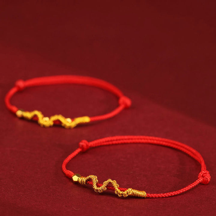 Pulsera trenzada para el tobillo con Buddha Stones en oro 999 y año de la serpiente, hecha a mano, con la fuerza y ​​la suerte - image 3