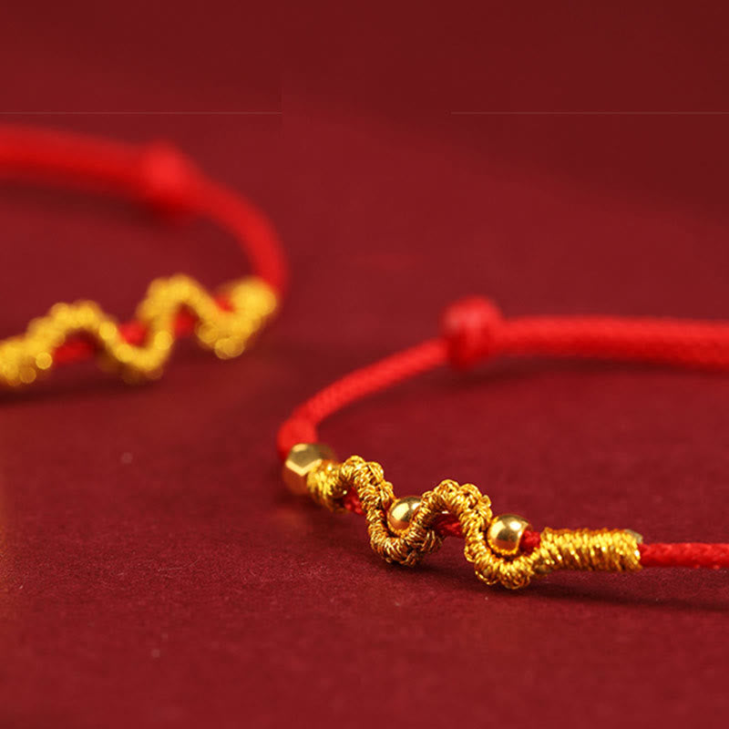 Pulsera trenzada para el tobillo con Buddha Stones en oro 999 y año de la serpiente, hecha a mano, con la fuerza y la suerte